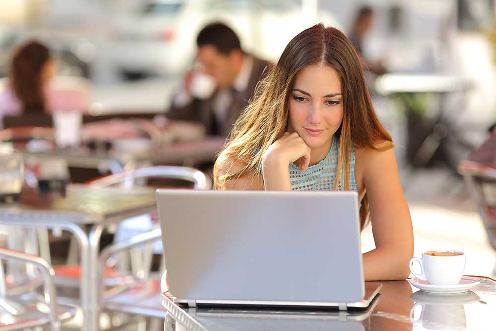 Girl Working At Computer